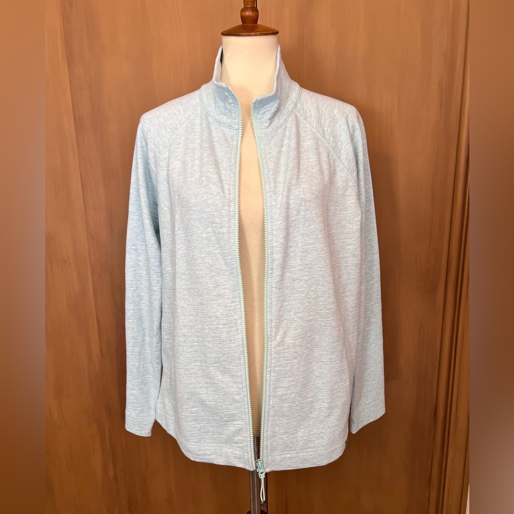 T by Talbots heathered Light Blue Zip-Up Jacket, medium, NWOT